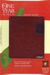 NLT One Year Bible Slimline Edition Chestnut & Dark Tan
